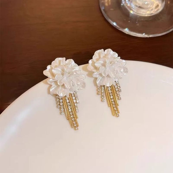 Earring Floral Alloy Rhinestone Fringed FashionChic