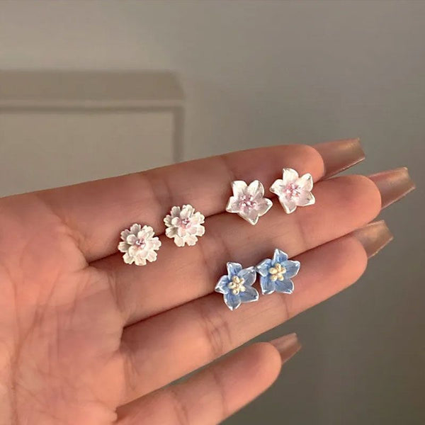 3 of Earring Stud (Various Designs) Set Pairs: Floral Alloy FashionChic