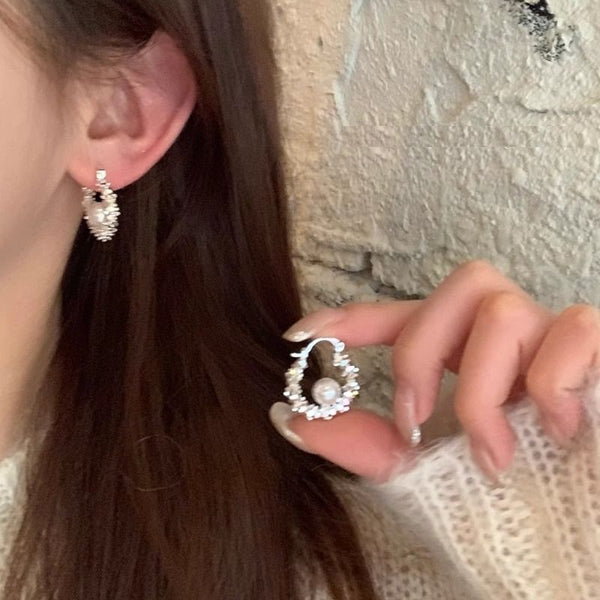 Pearl Hoop Earring Beaded Faux FashionChic