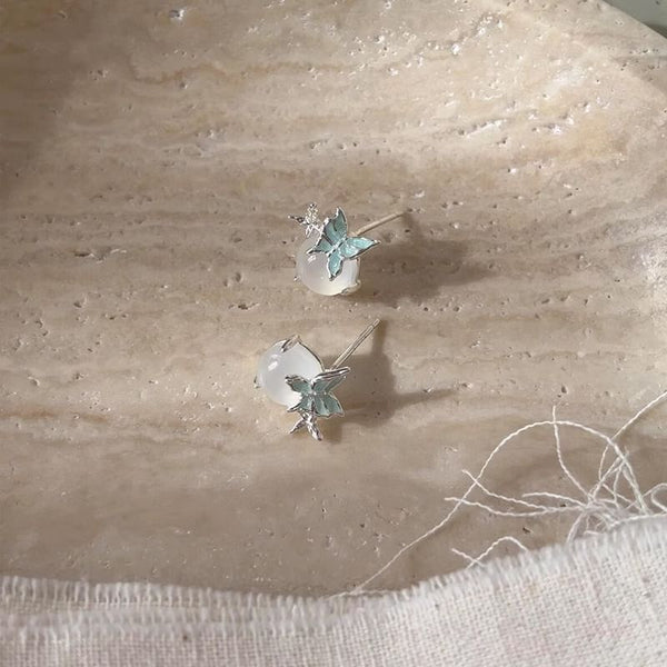 Enamel Butterfly Earring Stud Cabochon FashionChic