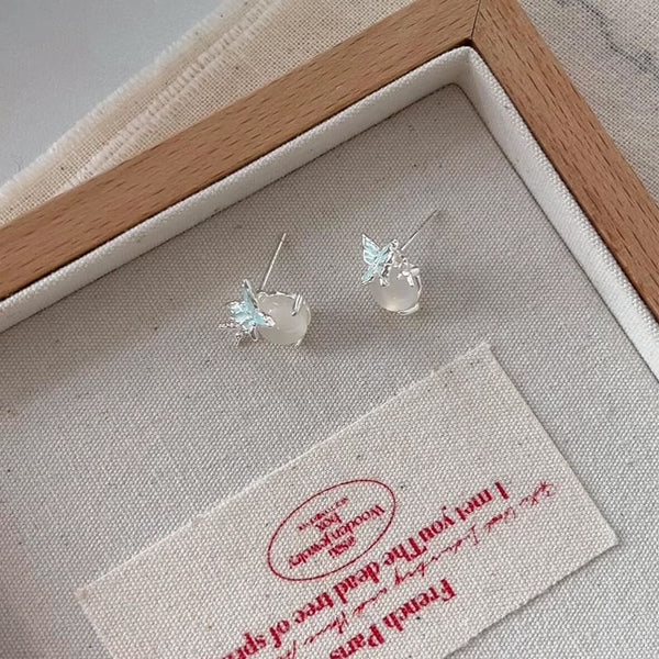 Enamel Butterfly Earring Stud Cabochon FashionChic