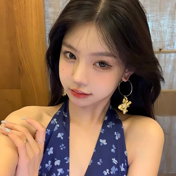 Earring Flower Drop Hoop FashionChic