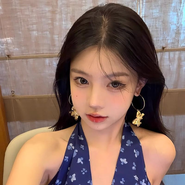 Earring Flower Drop Hoop FashionChic
