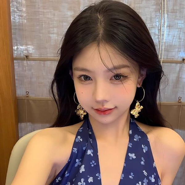 Earring Flower Drop Hoop FashionChic