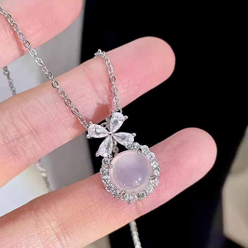 Rhinestone Necklace Bow Cabochon FashionChic