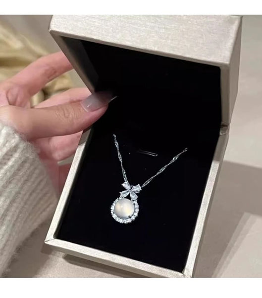 Rhinestone Necklace Bow Cabochon FashionChic