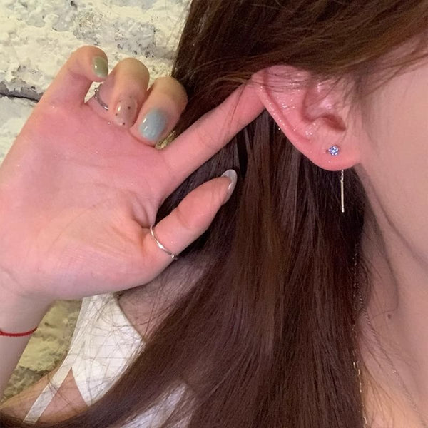 Earring Rhinestone Threader Flower FashionChic