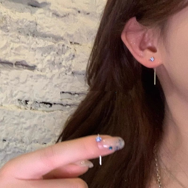 Earring Rhinestone Threader Flower FashionChic