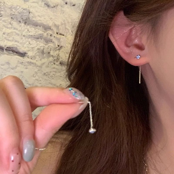 Earring Rhinestone Threader Flower FashionChic