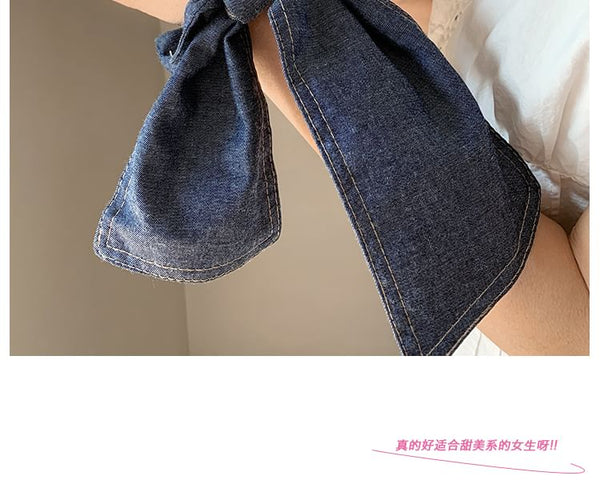 Bow Scrunchie Denim FashionChic