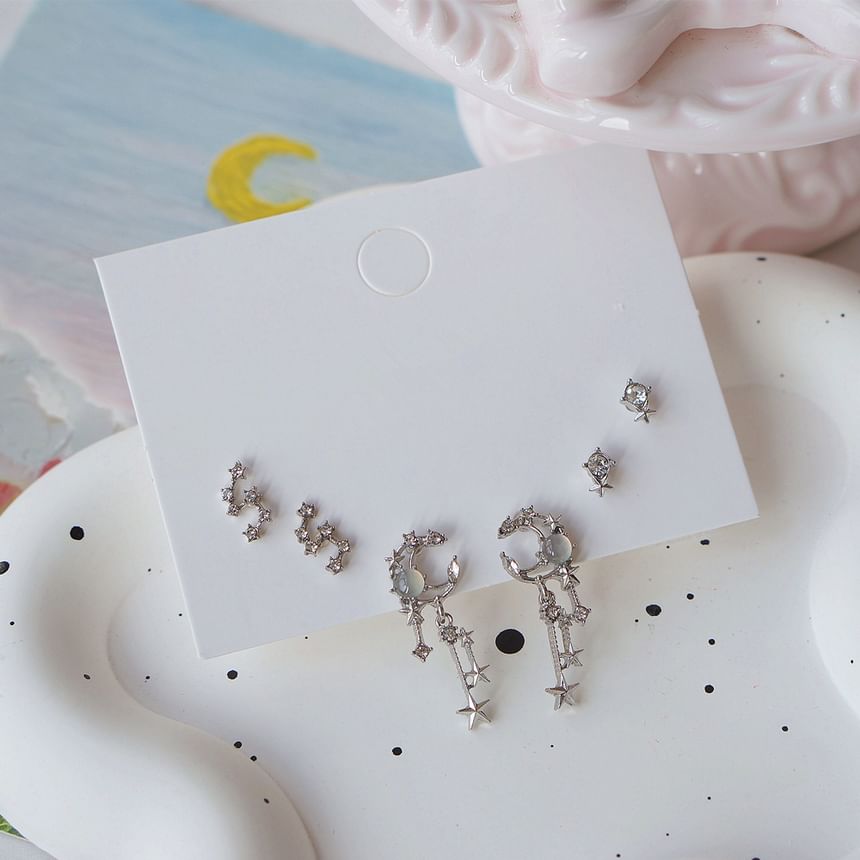 3 Rhinestone of Pairs: Set Earring Star FashionChic