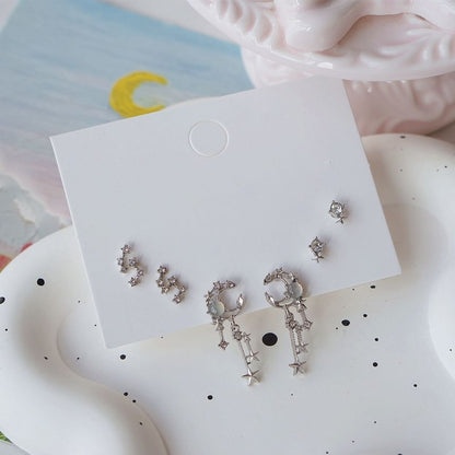 3 Rhinestone of Pairs: Set Earring Star FashionChic