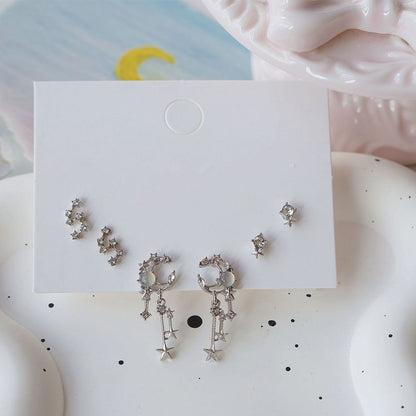 3 Rhinestone of Pairs: Set Earring Star FashionChic