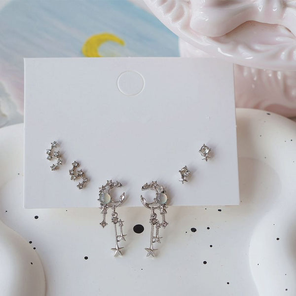 3 Rhinestone of Pairs: Set Earring Star FashionChic