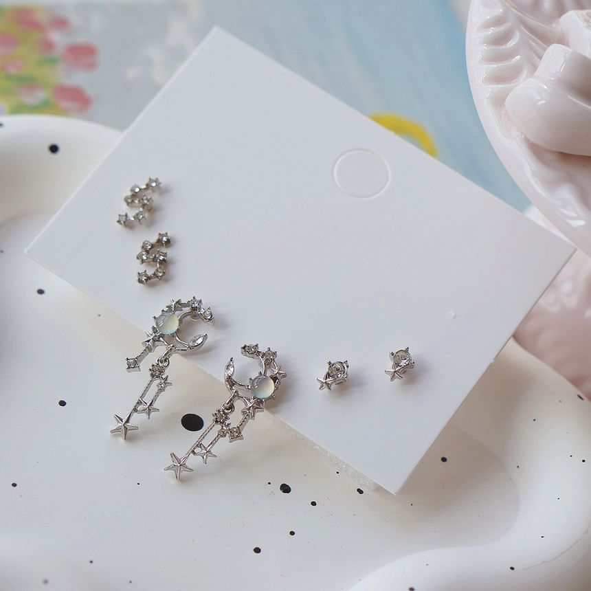 3 Rhinestone of Pairs: Set Earring Star FashionChic