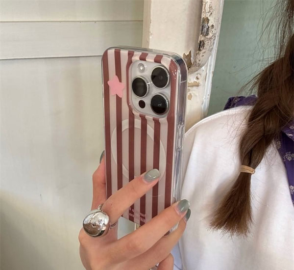 MagSafe) with Phone Star Case Striped Magnetic (Compatible FashionChic