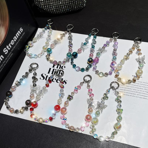 Strap Wrist Phone Beaded Butterfly Crystal Faux FashionChic