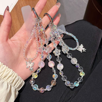 with Wrist Beaded Strap Pad Butterfly Phone Lanyard Faux Crystal FashionChic