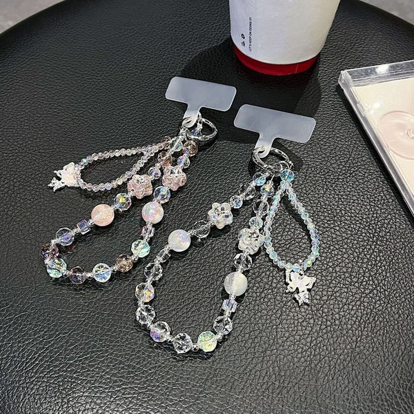 with Wrist Beaded Strap Pad Butterfly Phone Lanyard Faux Crystal FashionChic