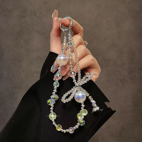 Beaded Phone Strap Crystal Bow Wrist Faux FashionChic