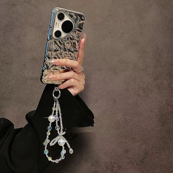 Beaded Phone Strap Crystal Bow Wrist Faux FashionChic