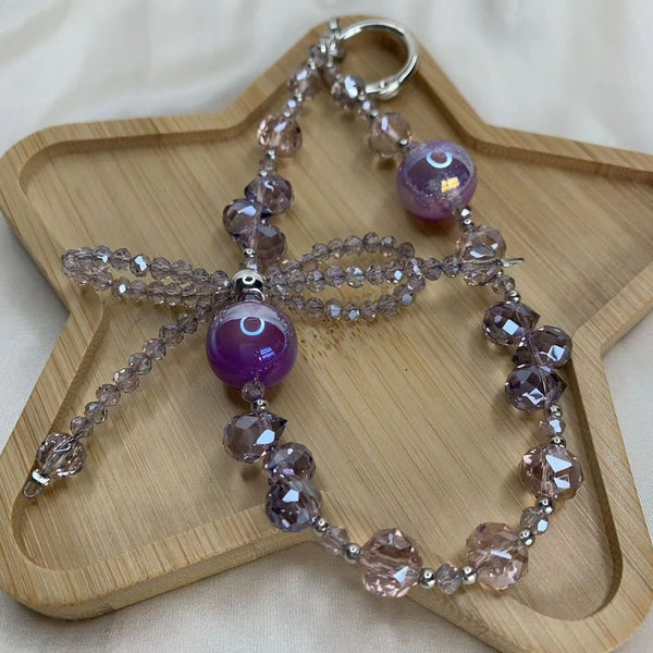 Beaded Phone Strap Crystal Bow Wrist Faux FashionChic