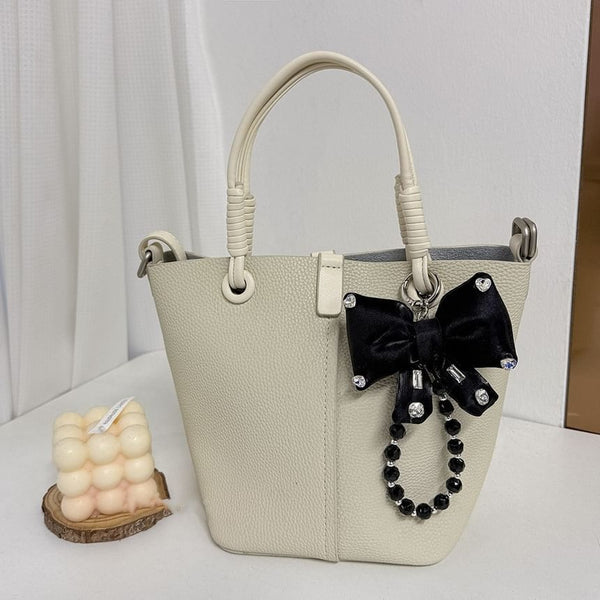 Pearl Bow Lanyard Pad with Faux Rhinestone Charm Phone FashionChic