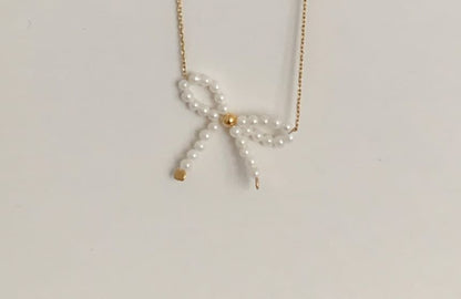 925 Necklace Sterling Beaded Silver Bow FashionChic