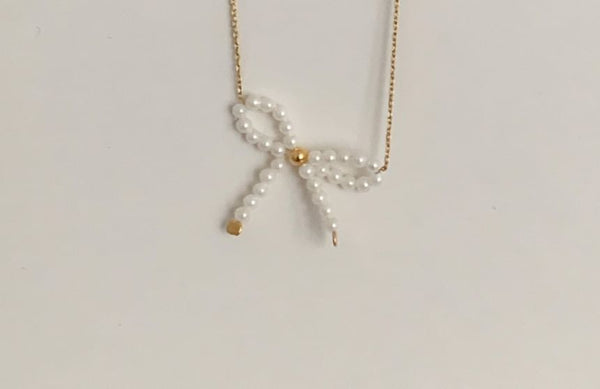 925 Necklace Sterling Beaded Silver Bow FashionChic