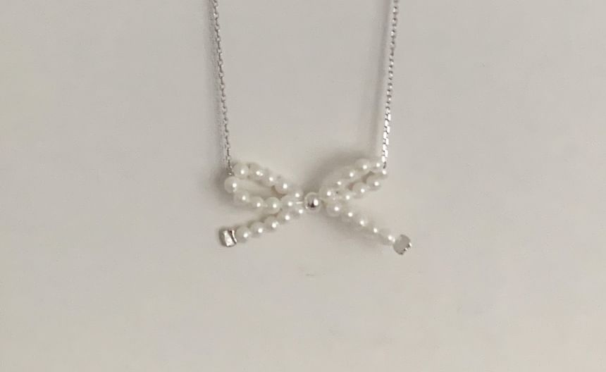 925 Necklace Sterling Beaded Silver Bow FashionChic