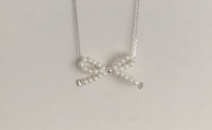 925 Necklace Sterling Beaded Silver Bow FashionChic