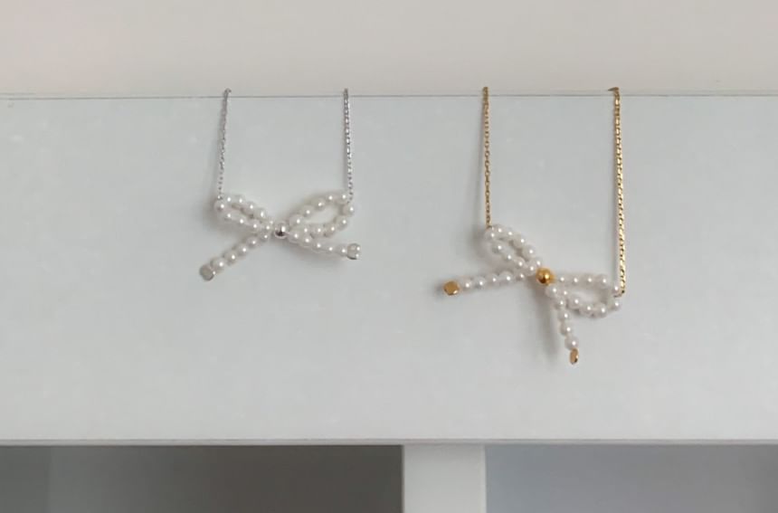 925 Necklace Sterling Beaded Silver Bow FashionChic