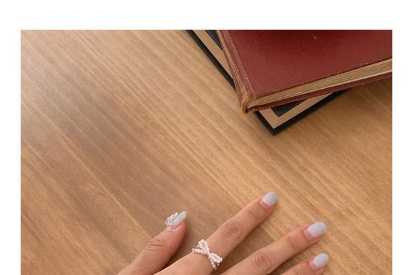 Ring Sterling Beaded 925 Bow Elastic Silver FashionChic