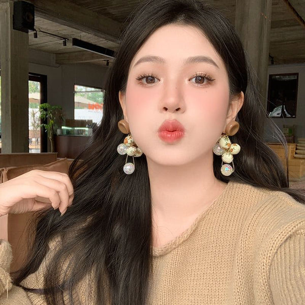 Earring Print Drop Beaded Fabric Floral FashionChic