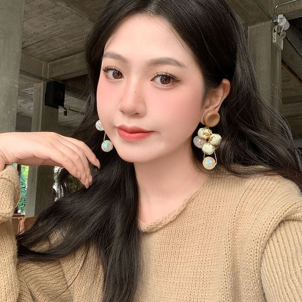 Earring Print Drop Beaded Fabric Floral FashionChic