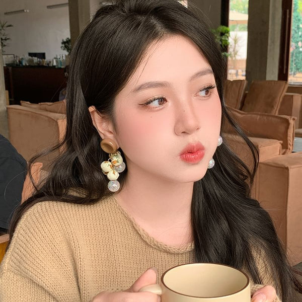 Earring Print Drop Beaded Fabric Floral FashionChic