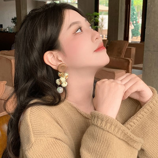 Earring Print Drop Beaded Fabric Floral FashionChic