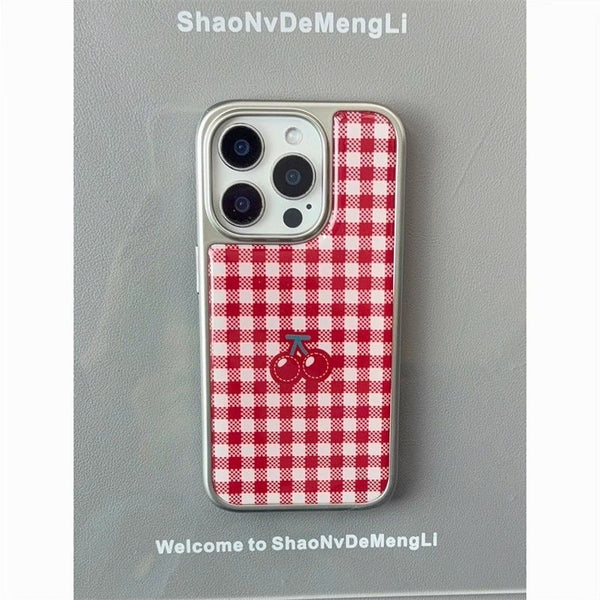 Phone Print Case Gingham Cherry FashionChic