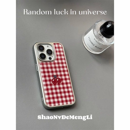 Phone Print Case Gingham Cherry FashionChic