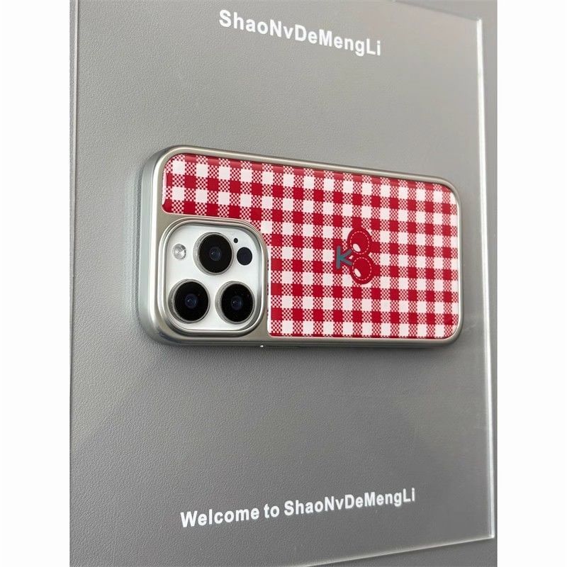 Phone Print Case Gingham Cherry FashionChic