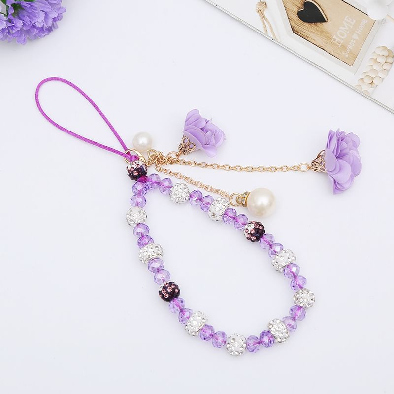Strap Phone Crystal Faux Floral FashionChic