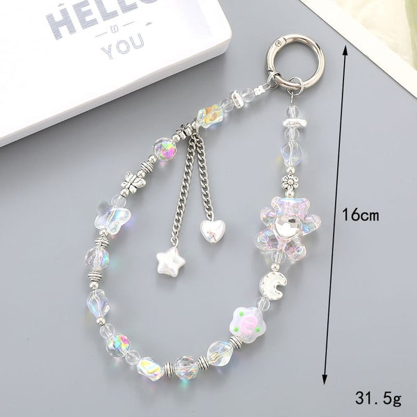 Cartoon Phone Bear Faux Crystal / Strap Floral FashionChic