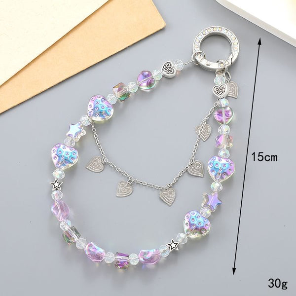 Faux Phone Crystal Heart Strap FashionChic