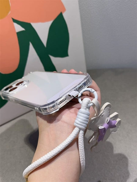 Leather with Faux and Bear Pad Phone Lanyard Strap FashionChic