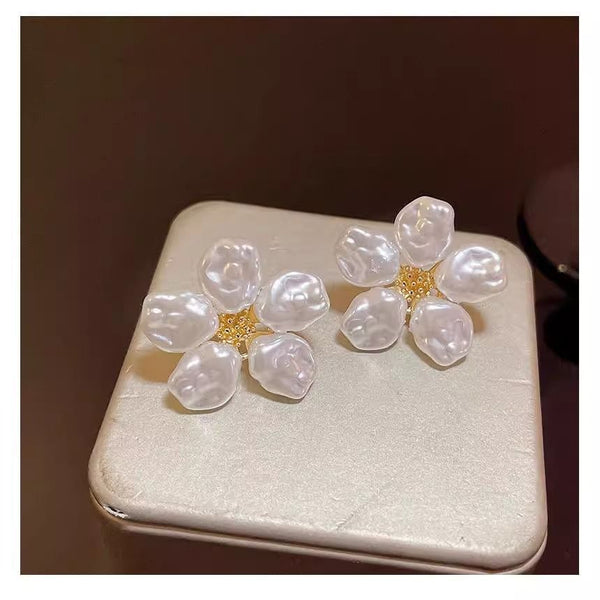 Floral Earring Faux Alloy Pearl Statement FashionChic