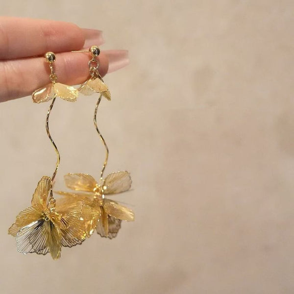 Alloy Dangle Petal Earring Butterfly FashionChic