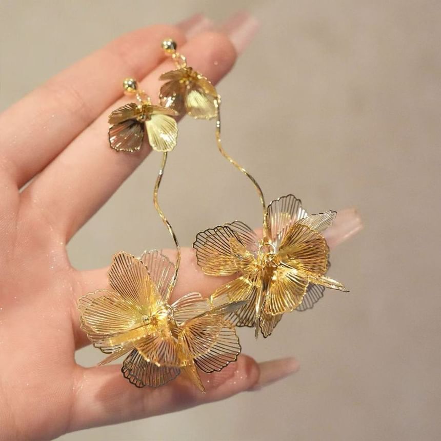 Alloy Dangle Petal Earring Butterfly FashionChic