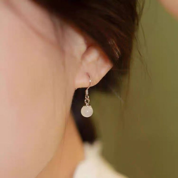 Cat Bead Earring Stone Faux Eye Dangle Alloy FashionChic