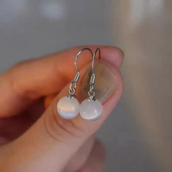 Cat Bead Earring Stone Faux Eye Dangle Alloy FashionChic