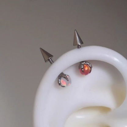 Faux Gemstone Earring Through Alloy Claw FashionChic